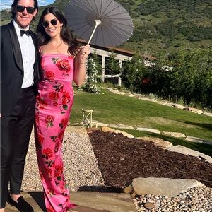 Sau lee size 2 pink and red rose dress
